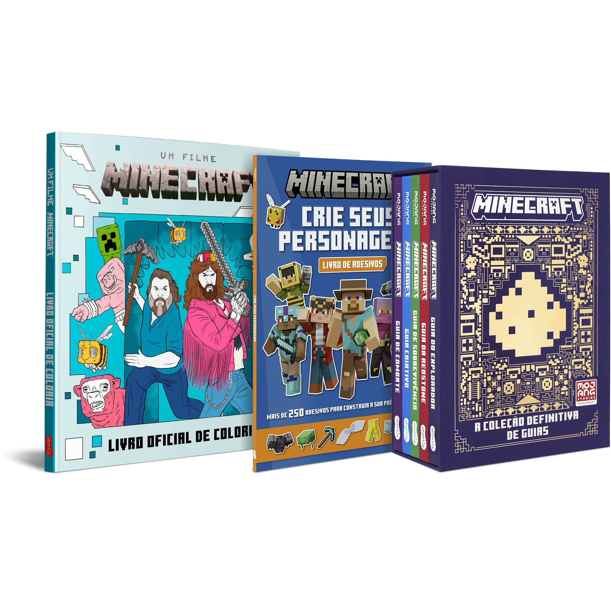 Kit Minecraft | Box de guias + livro de figurinhas + livro de